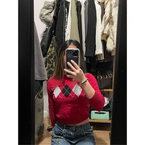 children’s place red argyle sweater size small